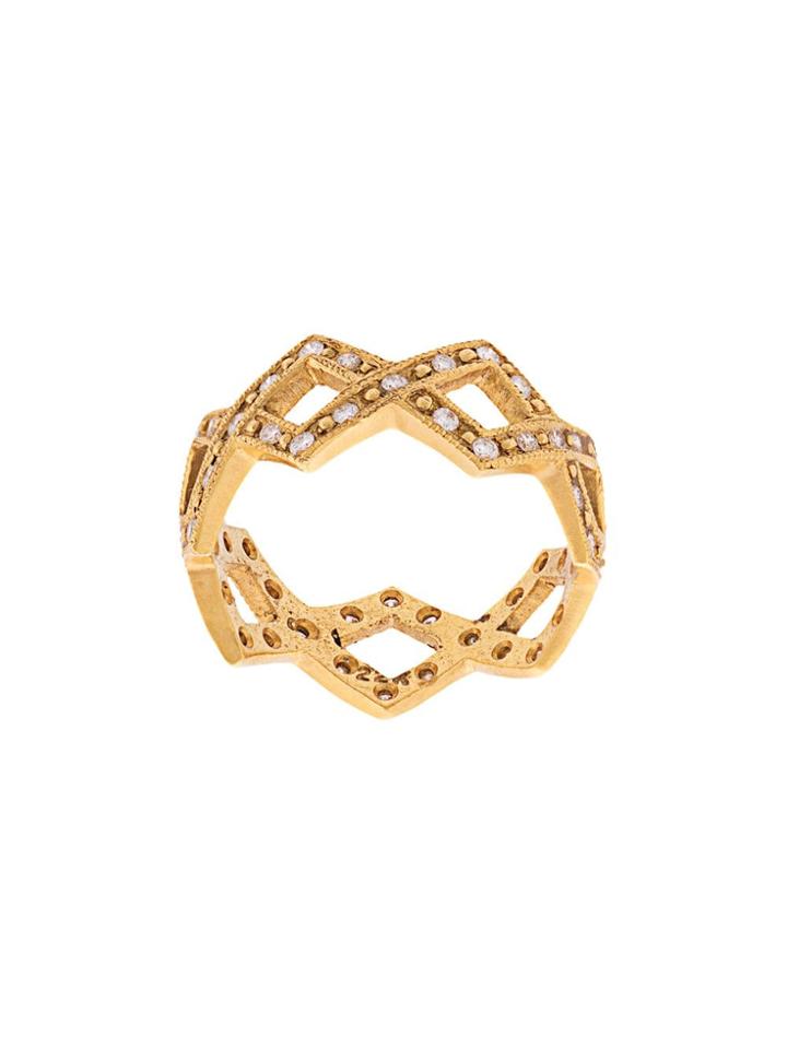 Cathy Waterman 22kt Gold And Diamond Braided Ring - Metallic