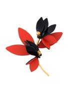 Marni Floral Brooch, Women's, Red, Acrylic/leather/metal