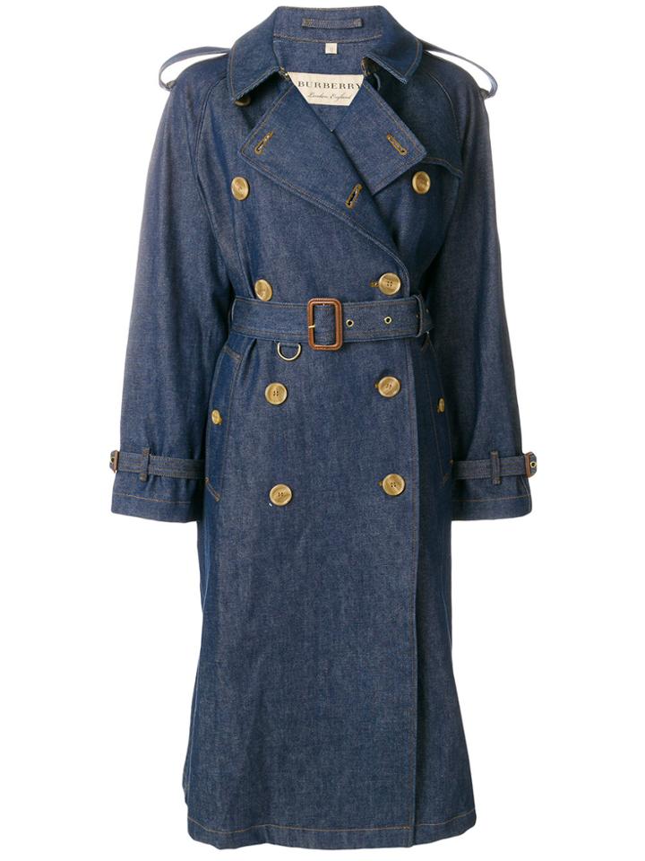 Burberry Oversized Denim Trench - Blue