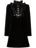 Saint Laurent Sequin Embellished A-line Dress - Black