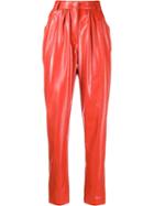 Msgm Leather Effect Gathered Trousers