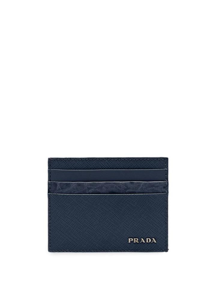 Prada Dual Textured Cardholder - Blue