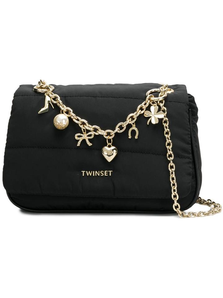 Twin-set Charm Chain Detail Shoulder Bag - Black