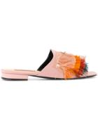 Coliac Fringed Slide Sandals - Multicolour