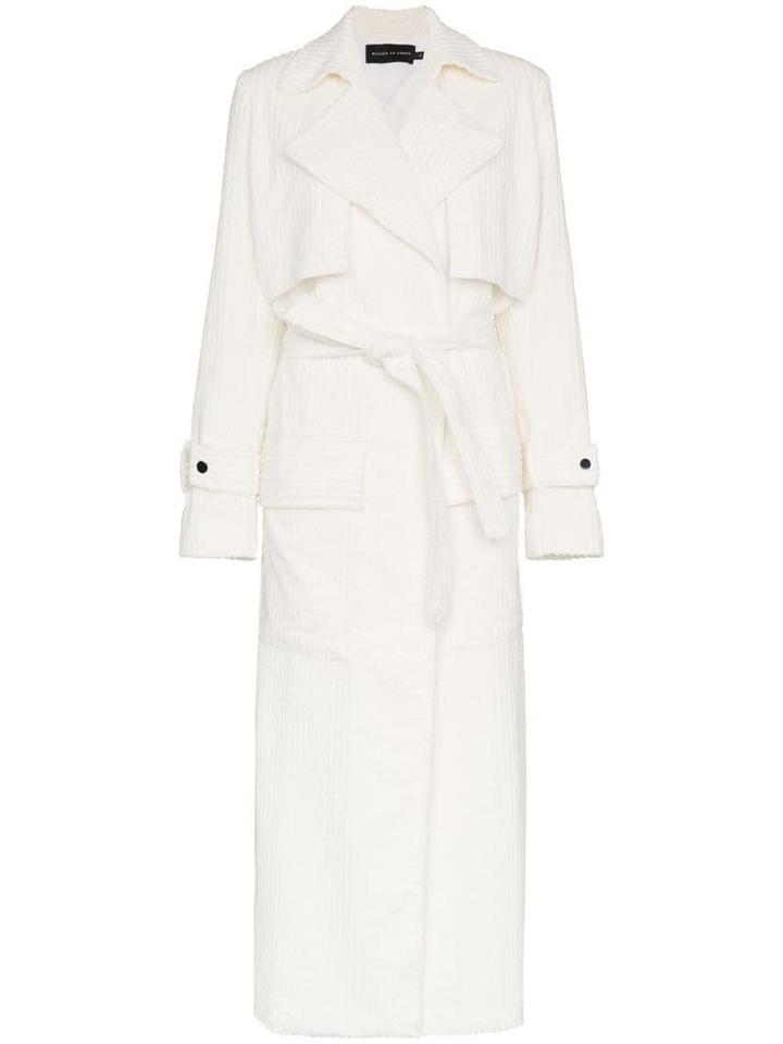Michael Lo Sordo Jumbo Cord Cotton White Trench Coat