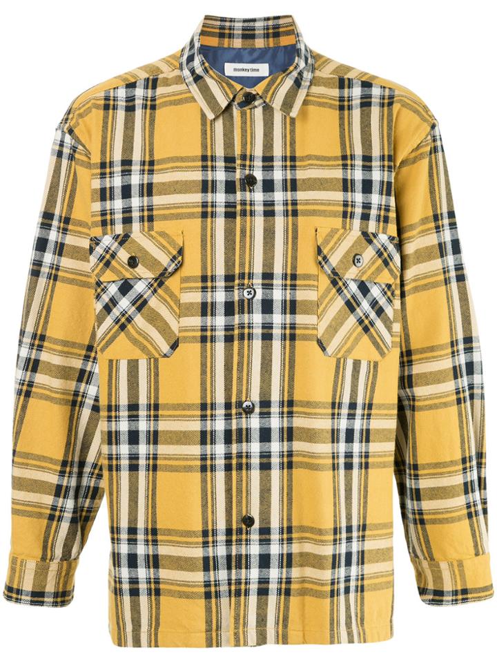 Monkey Time Long Sleeve Check Shirt - Yellow & Orange