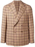 Caruso Double Breasted Gingham Jacket - Neutrals