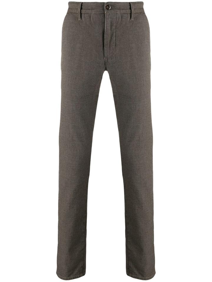 Incotex Micro Pattern Slim Trousers - Brown