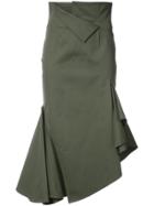 Monse Twill Ruffle Skirt - Green