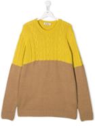 Dondup Kids Colour Block Cable Knit Jumper - Yellow