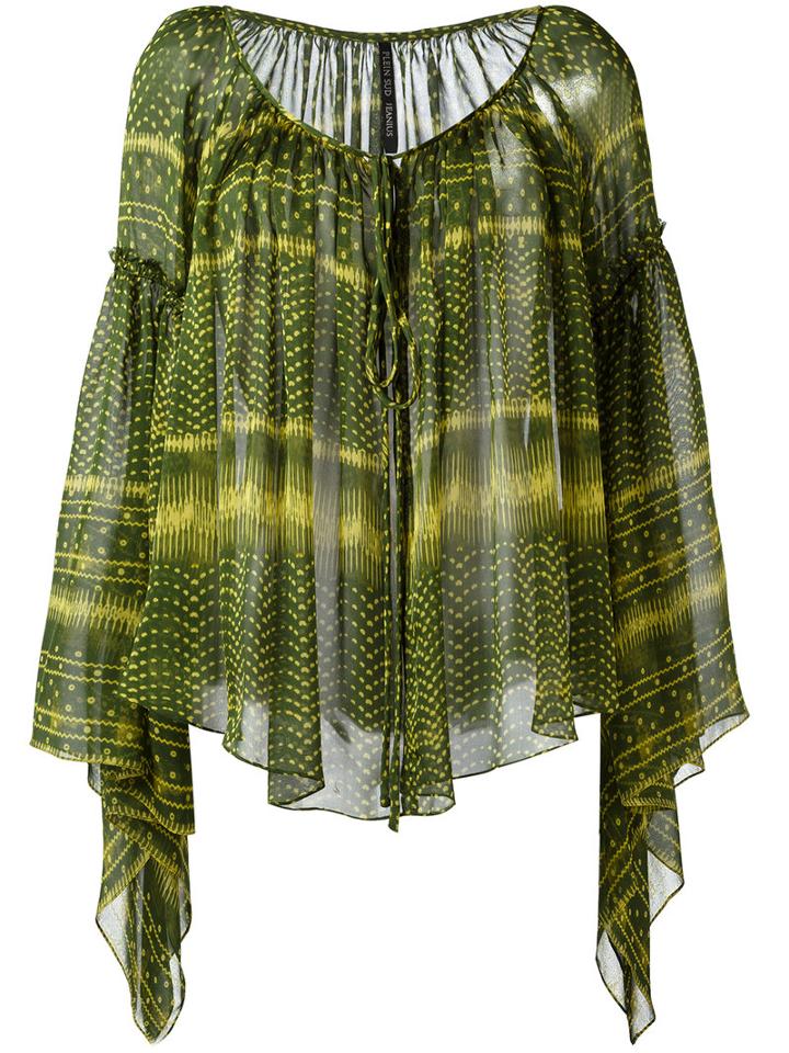 Plein Sud Peasant Blouse, Women's, Size: 38, Green, Silk