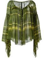 Plein Sud Peasant Blouse, Women's, Size: 38, Green, Silk
