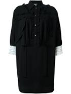 No21 Lace Trim Shirt Dress, Women's, Size: 40, Black, Acetate/polyester