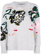 Ermanno Scervino Cropped Rose Sweater - Grey