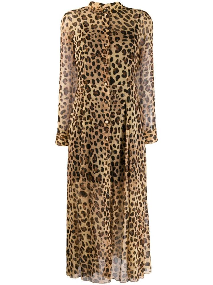 Be Blumarine Leopard Print Shirt Dress - Brown