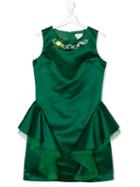 David Charles Kids - Frill Dress - Kids - Polyester/acetate - 14 Yrs, Green