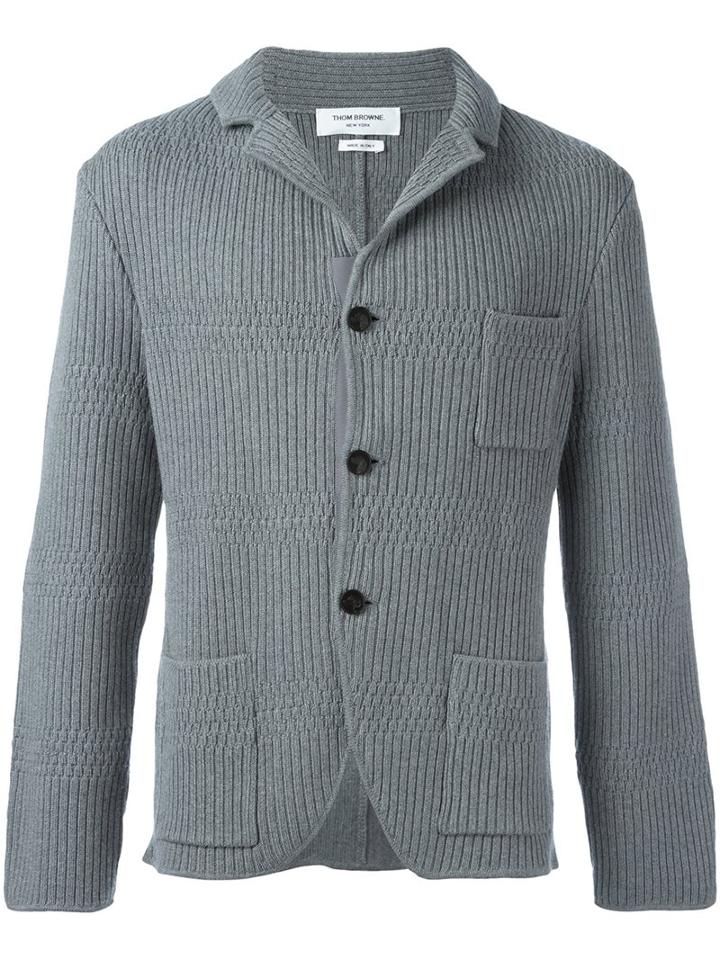Thom Browne Patch Pockets Ribbed Cardigan