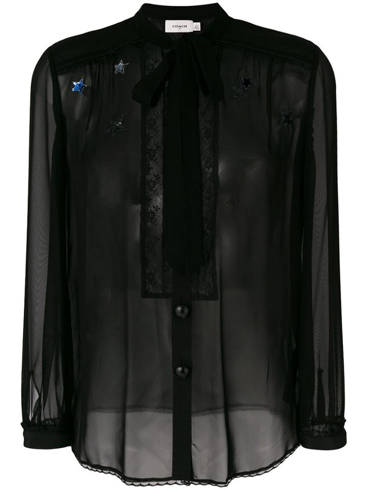 Coach Tie Neck Blouse - Black