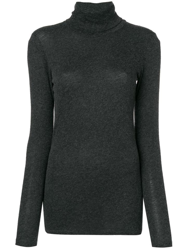 Majestic Filatures Fine Knit Turtleneck Sweater - Grey