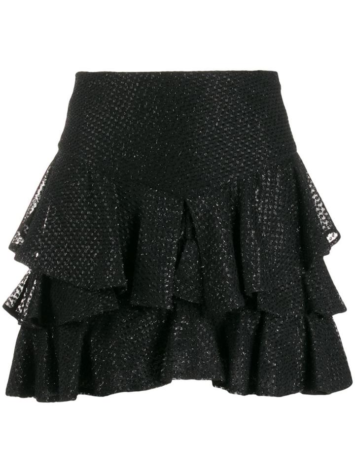 Wandering Lace Ruffle Skirt - Black