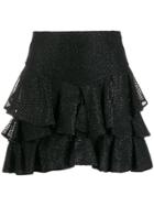 Wandering Lace Ruffle Skirt - Black