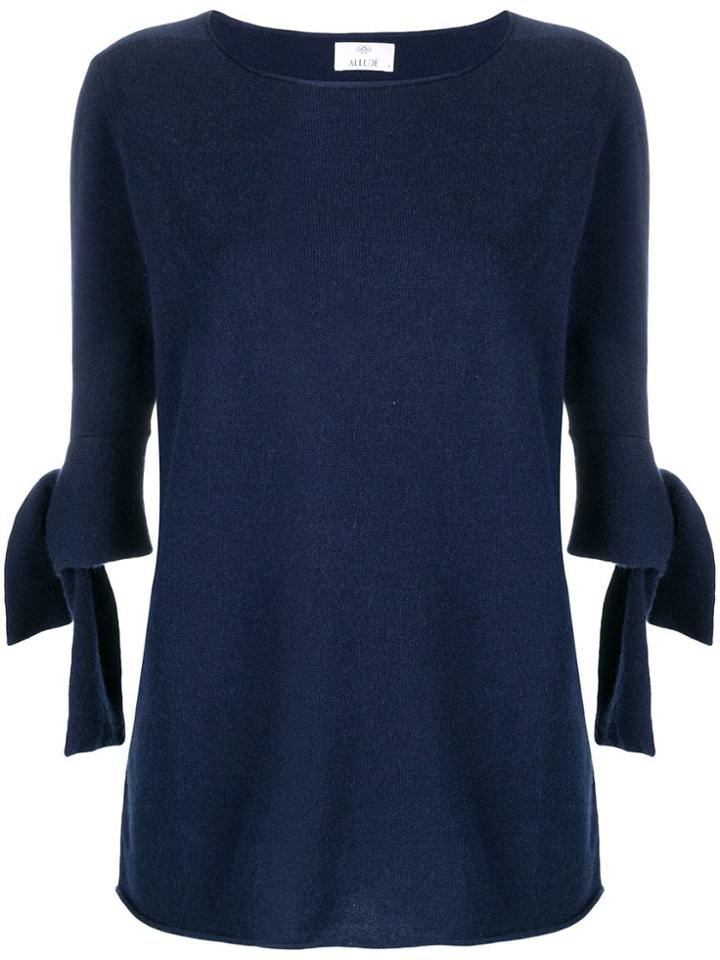 Allude Knitted Tied Sleeve Top - Blue