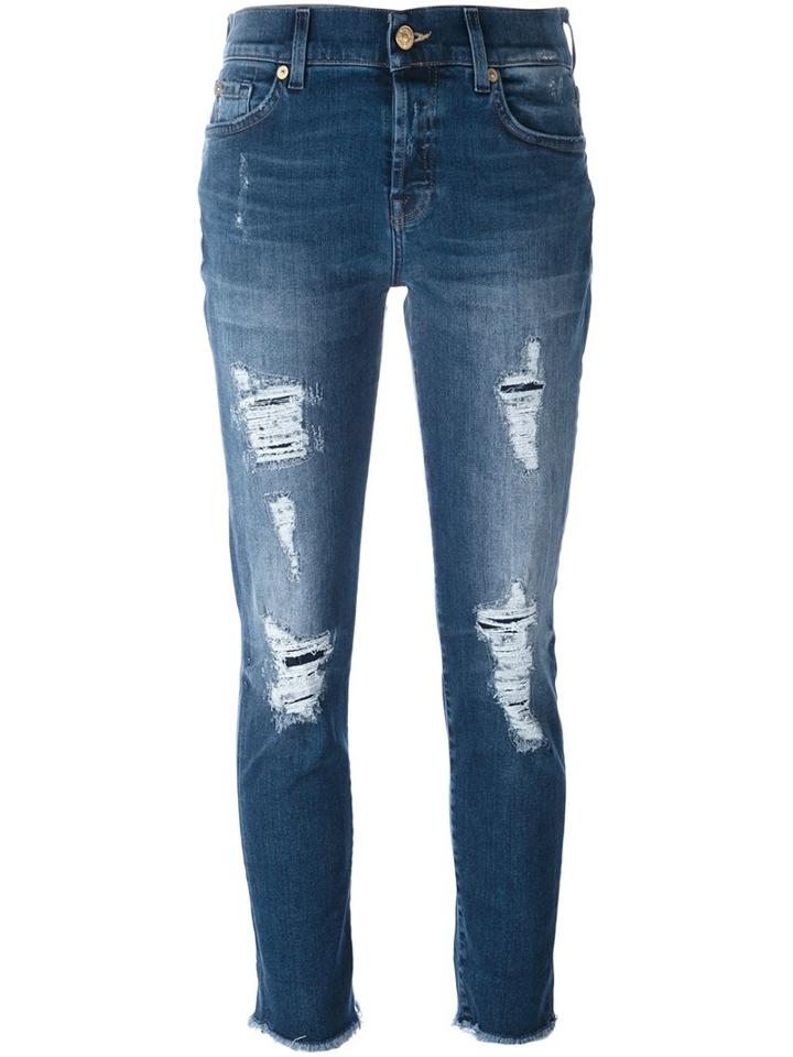 7 For All Mankind 'josefina' Boyfriend Jeans, Women's, Size: 29, Blue, Cotton/polyester/spandex/elastane