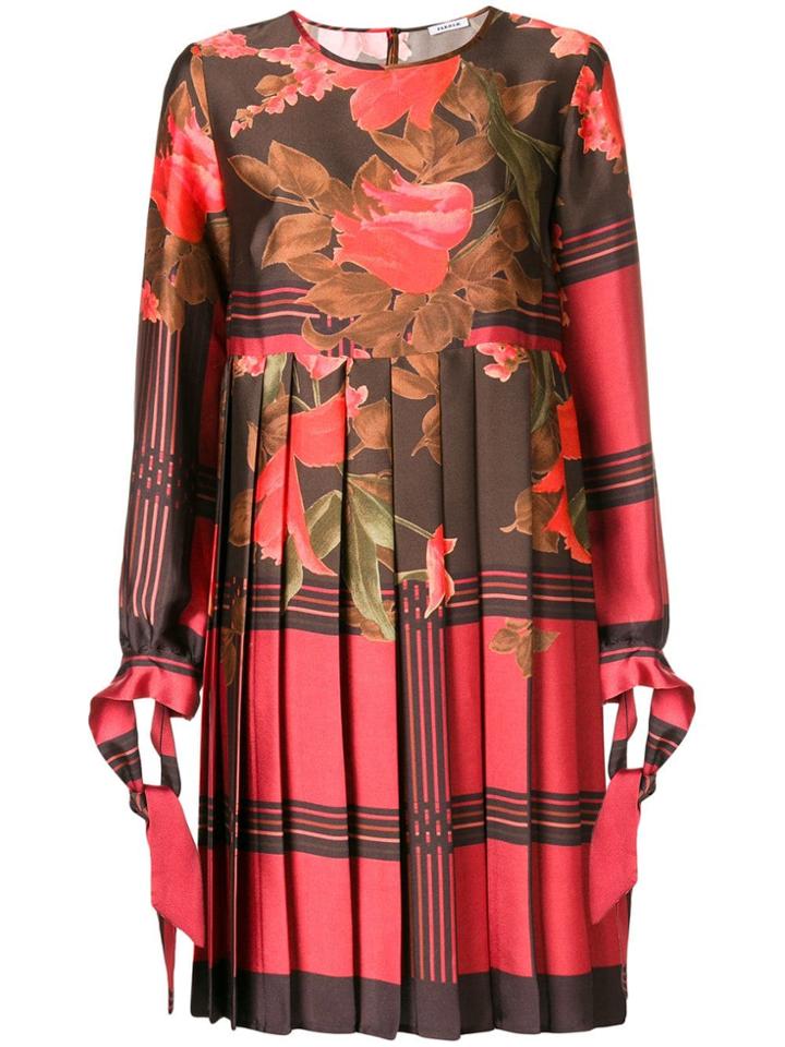 P.a.r.o.s.h. Floral Pleated Shift Dress - Red