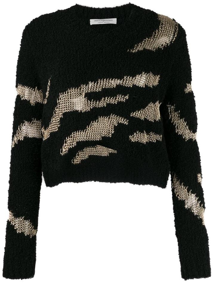 Philosophy Di Lorenzo Serafini Textured Cropped Jumper - Black