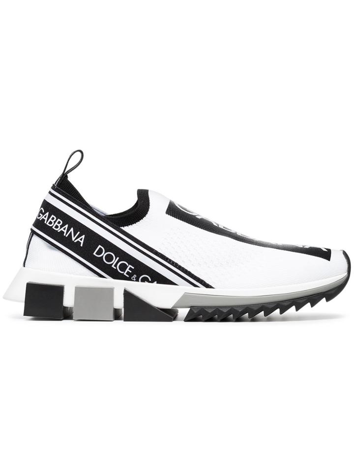 Dolce & Gabbana Black And White Logo Print Neoprene Sneakers