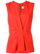 Maison Margiela Gathered Front Sleeveless Top, Women's, Size: 42, Red, Viscose/spandex/elastane/polyamide/acetate