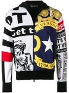 Versace Contrast Patch Zipped Jumper - Black
