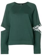 Karl Lagerfeld Cut Out Logo Sleeve Sweatshirt - Green