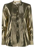 Saint Laurent Button-down Metallic Shirt - Gold