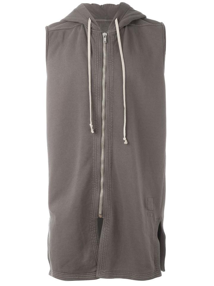 Rick Owens Drkshdw Zip Up Long Fit Hoodie, Men's, Size: Xl, Grey, Cotton