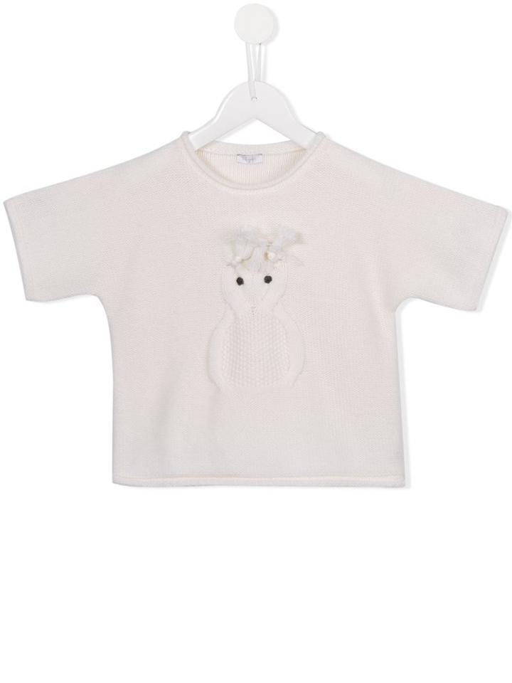 Il Gufo Embroidered Knit Top, Girl's, Size: 12 Yrs, White