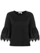 See By Chloé Embroidered Sleeve T-shirt - Black