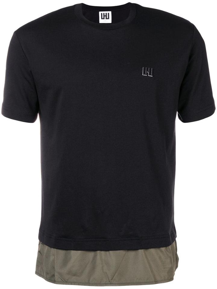 Les Hommes Urban Panelled Crewneck T-shirt - Black