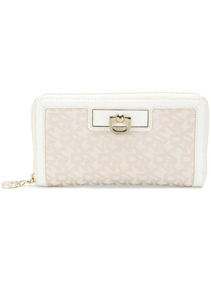 Dkny Logo Zip-around Wallet - Nude & Neutrals