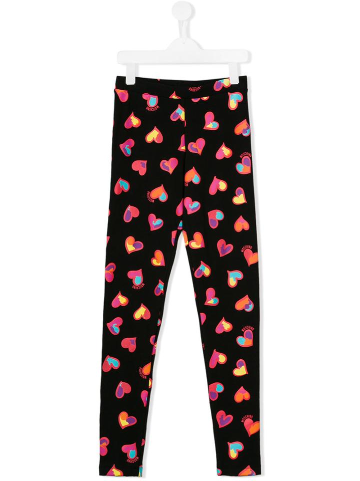Moschino Kids Heart Print Leggings, Girl's, Size: 14 Yrs, Black