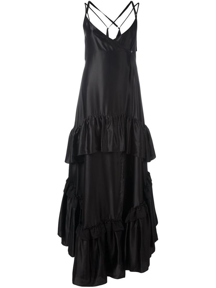 Attico Ruffled Layers Gown, Women's, Size: 3, Black, Silk