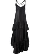 Attico Ruffled Layers Gown, Women's, Size: 3, Black, Silk