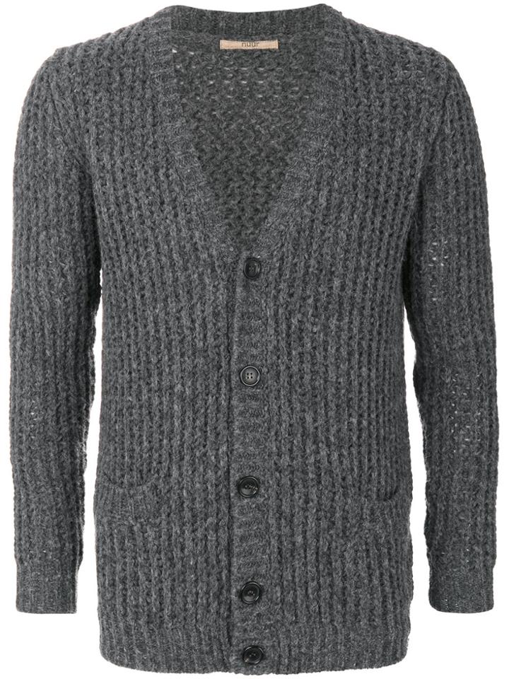 Nuur Ribbed Knit Cardigan - Grey