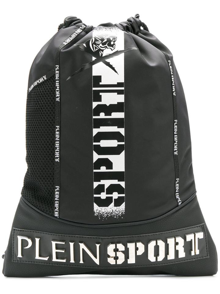 Plein Sport Drawstring Logo Backpack - Black