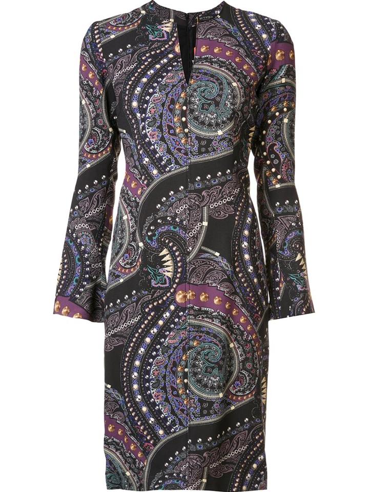 Etro Paisley Print Dress, Women's, Size: 42, Pink/purple, Cupro/spandex/elastane/viscose