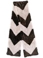 Liska Geometric Pattern Fur Scarf - Black