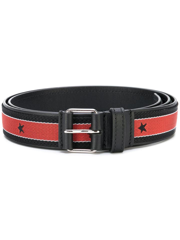 Givenchy - Stars And Stripe Woven Panel Belt - Men - Cotton/leather - 85, Black, Cotton/leather