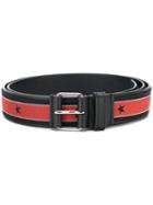 Givenchy - Stars And Stripe Woven Panel Belt - Men - Cotton/leather - 85, Black, Cotton/leather