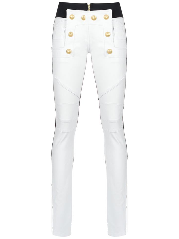 Andrea Bogosian Leather Skinny Trousers - White