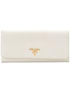 Prada Flap Saffiano Continental Wallet - White
